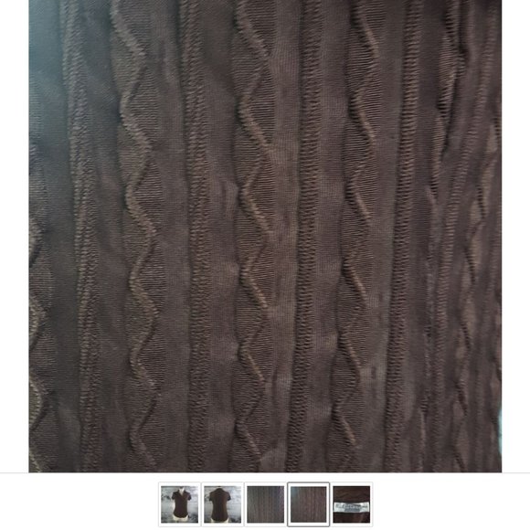 E.K Designs Ribbed Brocade stretchy buttons down shirt blouse dark chocolate - Picture 4 of 5